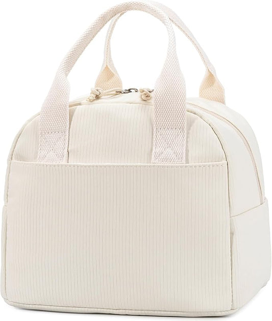 Lunch Bag for Women, Insulated Lunch Box, Reusable Water-Resistant Lunchbox Cooler with Front Pocket, Large Capacity Lunch Tote Bag for Work, Travel, Picnic