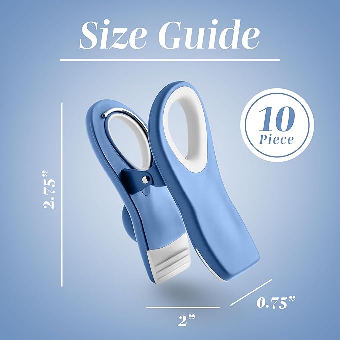 COOK WITH COLOR Bag Clips with Magnet- Food, Chip, Bag Clips for Food Storage with Airtight Seal Grip for Bread, Snack and Food Bags (Yellow and Blue, Pack of 10)