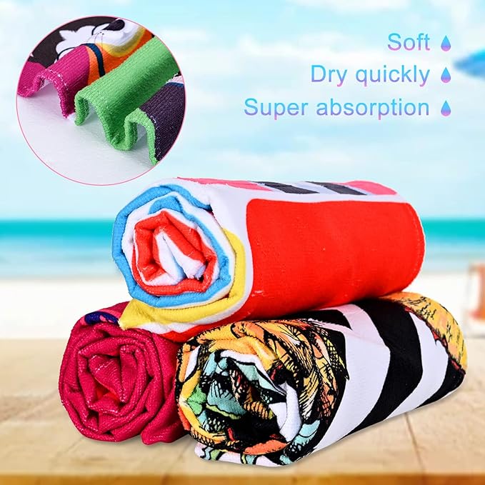 LIVILAN Dog Beach Towel, Playful Pups Design, Soft Quick-Dry Microfiber, Sand-Free 30" x 60" Oversized for Pool, Bath, Swim, Ideal for Women, Girls, Kids, Perfect Home Decor & Gift