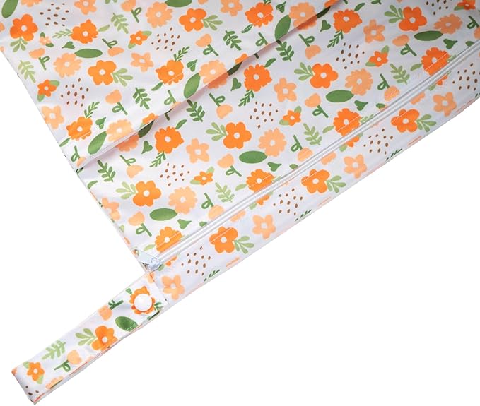 Wet Dry Bag Reusable Waterproof Swimming Bag Travel Beach Pool Yoga Gym Bag for Baby Cloth Diaper Swimsuits Wet Clothes Two Zipper Pockets 3 Pack Floral 3L09