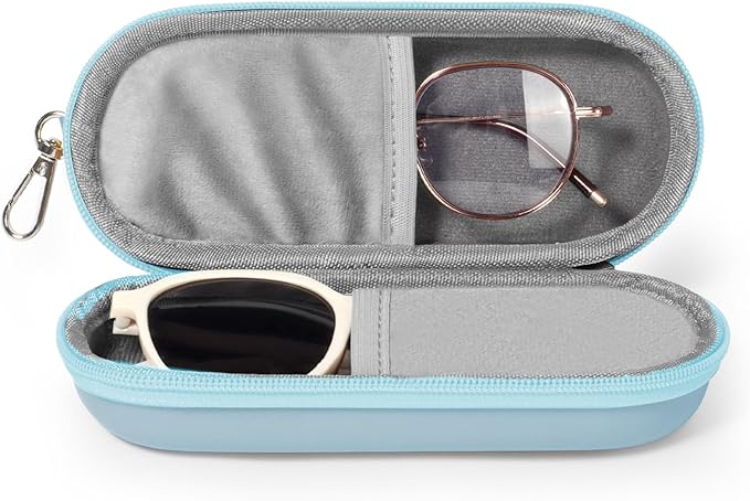 Double Eyeglasses Case, Dual Glasses Sunglasses Organizer with Zipper Closure, Eyewear Storage Box for Men Women Travel