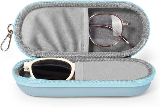 Double Eyeglasses Case, Dual Glasses Sunglasses Organizer with Zipper Closure, Eyewear Storage Box for Men Women Travel