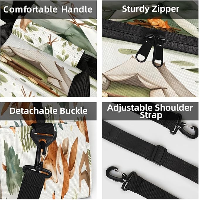 Squirrels Mini Gym Bag 18 inch for Women Men Waterproof Custom Forest Little Animals Travel Duffel Bag Carry On Overnight Tote Nurse Bag for Work Fitness Hiking