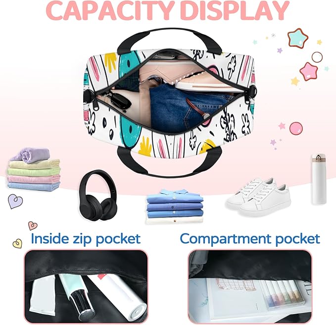 Rabbit Travel Duffle Bag for Men Women, Lightweight Sport Gym Bag Tote Overnight Weekender Carry on Tote