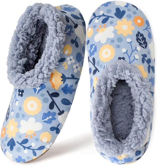 Cozylook Fuzzy Slippers for Women Indoor, Warm Bedroom Slip On Shoes, Winter Fluffy House Socks with Grippers, Cozy Christmas Gifts Unique