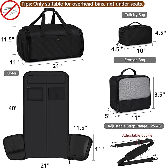 Convertible Garment Bags for Travel - Carry on Garment Duffle Bag with Backpack Straps for Men Women, 4 in 1 Large Travel Duffel Bags with Shoes Compartment Hanging Suit Dress Weekender Bag 3pcs Set