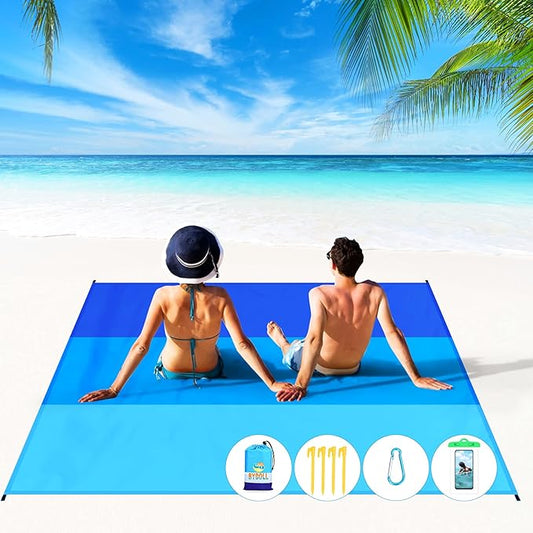 BYDOLL Beach Blanket 10'X9' Waterproof Sandproof Suits1-8 Adults Oversized Lightweight Large Blanket Picnic Mat for Beach Sand Free Travel Camping Hiking Picnic