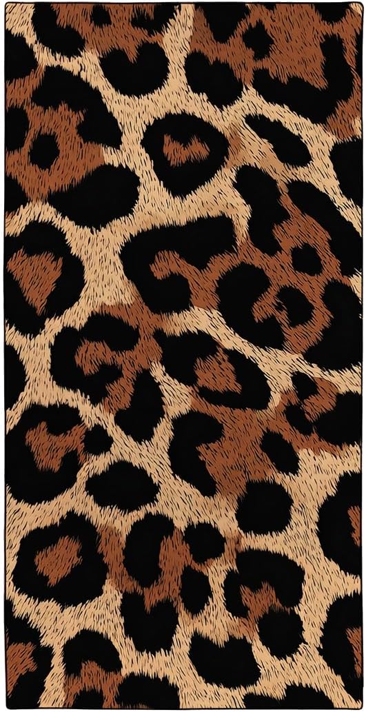Leopard Print Beach Towel, 36"x72" Sand Free Quick Dry Thin Lightweight Microfiber Towel Gifts for Women Men