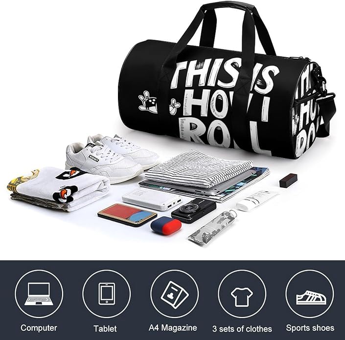 Bowling This Is How I Roll Mens Gym Bag for Women Sports Duffle Weekender Bags Travel Handbag Carry On