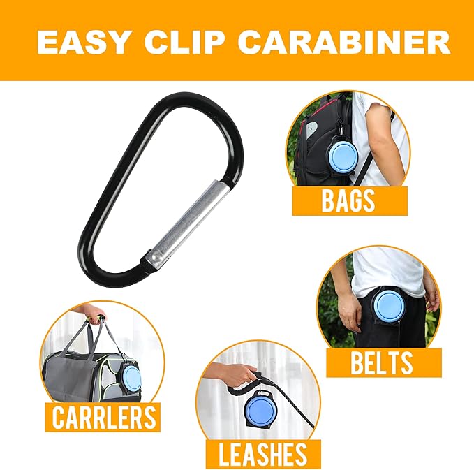 Collapsible Dog Bowls, Portable Travel Pet Feeder Bowl, 2 in 1 Expandable Silicone Pet Food & Water Double Bowl, Cat Feeder Dish with Carabiner for Walking, Traveling, Hiking, Camping
