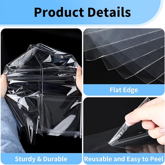100 Pack Clear Plastic Bags 13x19, Acid Free 1.57 mil (Single Side) Thick Heavy Duty Newspaper Protector Sleeves Self Adhesive Poster Protector Clear Plastic Sleeves for Paper 13x19 Photo Paper