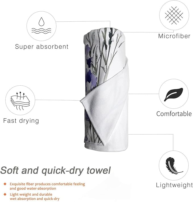 Wildflowers Oversized Sand Free Beach Towel – 71"X32" Lightweight Quick Dry Microfiber Terry Towel For Travel, Swimming, Pool, And Camping, Absorbent And Compact Beach Essential For Women And Men