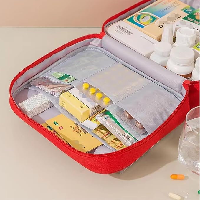 Red First Aid Bag Empty 1st Aid Bag Medical Travel Case First Responder Emergency Storage Compact Medicine Bags for Car Home Office Kitchen Sport Outdoors (Pink)