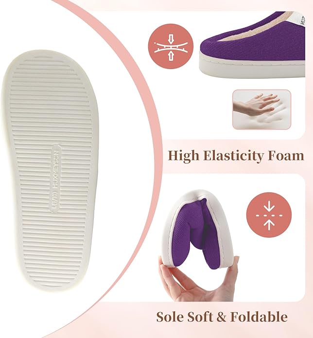 HUXMEYSON Slippers for Women, Womens Slippers Indoor Outdoor with Memory Foam, Cozy & Warm House Slippers for Woman with Anti-Slip Rubber Sole
