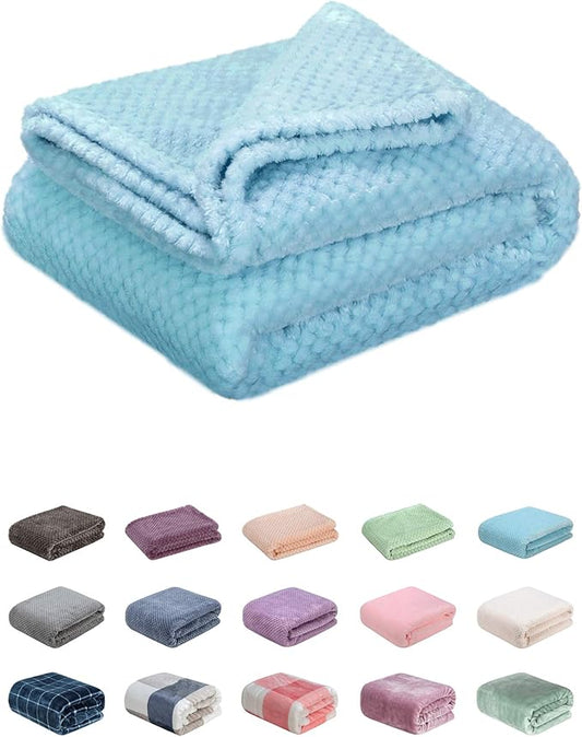 Fuzzy Throw Blanket, Plush Fleece Blankets for Adults, Toddler, Boys and Girls, Warm Soft Blankets and Throws for Bed, Couch, Sofa, Travel and Outdoor, Camping (40”×60”, Ice Blue)