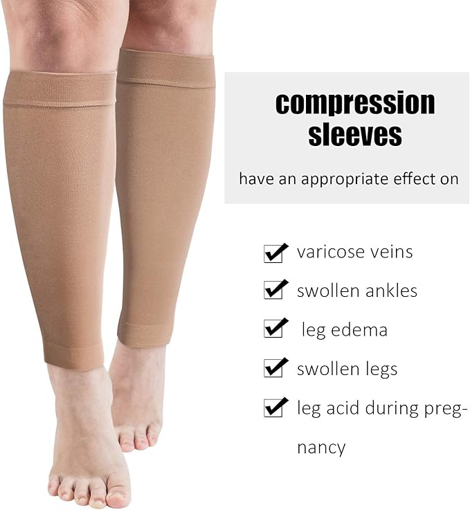 Syhood 3 Pairs 20 Inches Wide Plus Size Calf Compression Socks for Circulation Compression Long Legs Sleeves 20 - 30 mmhg Calf Muscle Sleeve for Women Men