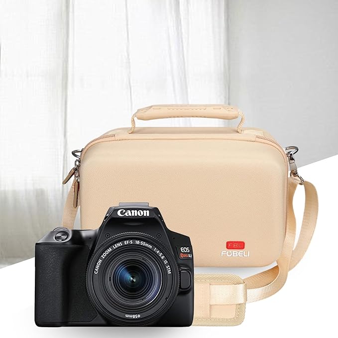 FBLFOBELI EVA Travel Storage Case for Canon EOS Rebel T7 / T8i / T5 / R50 / R100 DSLR Camera with 18-55mm Lens, Camera Protective Waterproof Carrying Bag (Case Only) (Khaki)