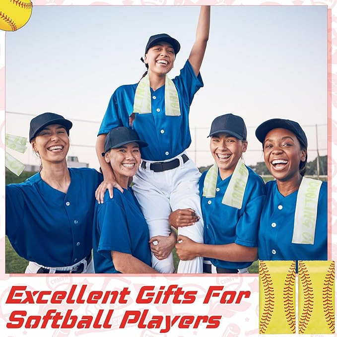 Frienda 12 Count Disposable Cooling Towel, 23.6''x 7.9'' Large Cooling Body Wipes, Baseball Basketball Softball Soccer Ice Towel for Hot Weather, Individually Wrapped for Sport Player (Softball)