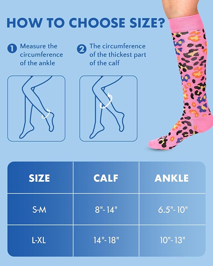 2Packs Compression Socks for Women - 15-20 mmHg Graduated Circulation Support for Nurses, Athletes and Travel