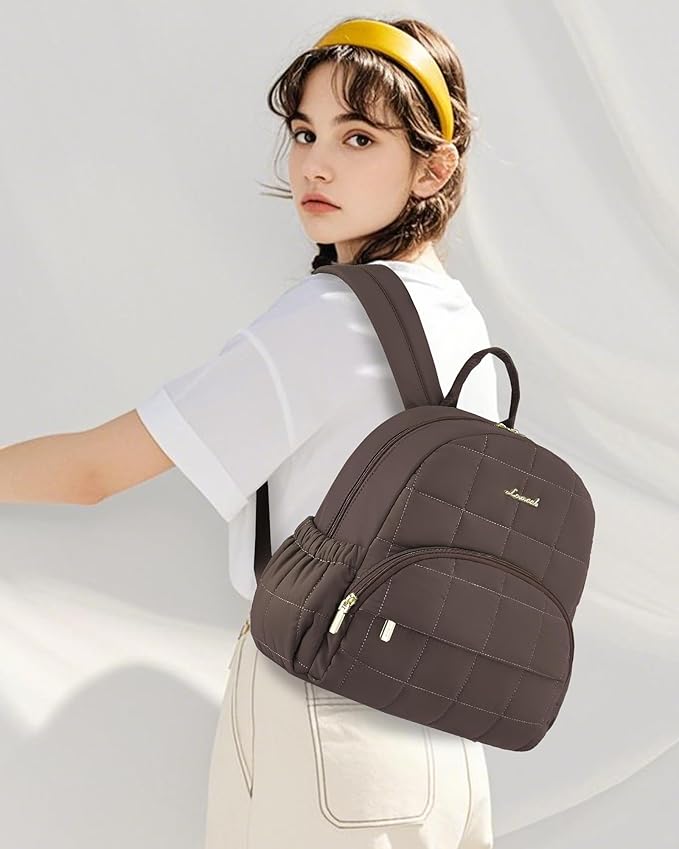 LOVEVOOK Small Backpack Purse for Women, Mini Puffer Backpack with Anti-theft Pocket, Lightweight Quilted Casual Daypack for Daily Work & Travel
