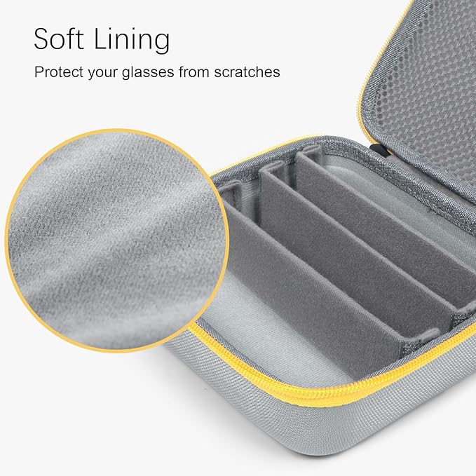 Travel Sunglasses Organizer Case with 5 Adjustable Slots, Multiple Pairs Eyeglass Portable Eyewear Box for Men Women