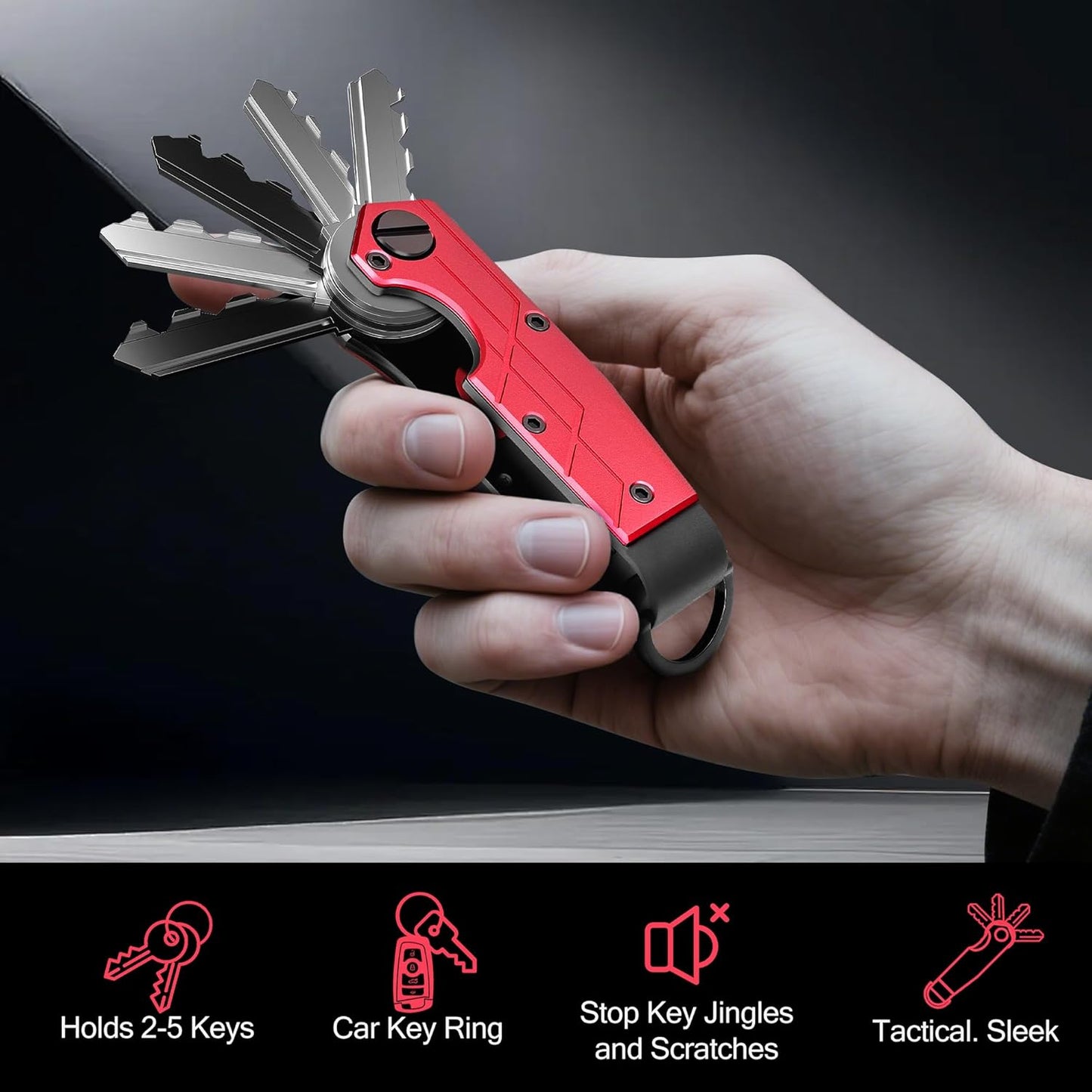 Key Organizer for Men Compact Key Holder Minimalist Key Case Metal Key Chain Key Holder for Keychain Secures 2-5 Keys