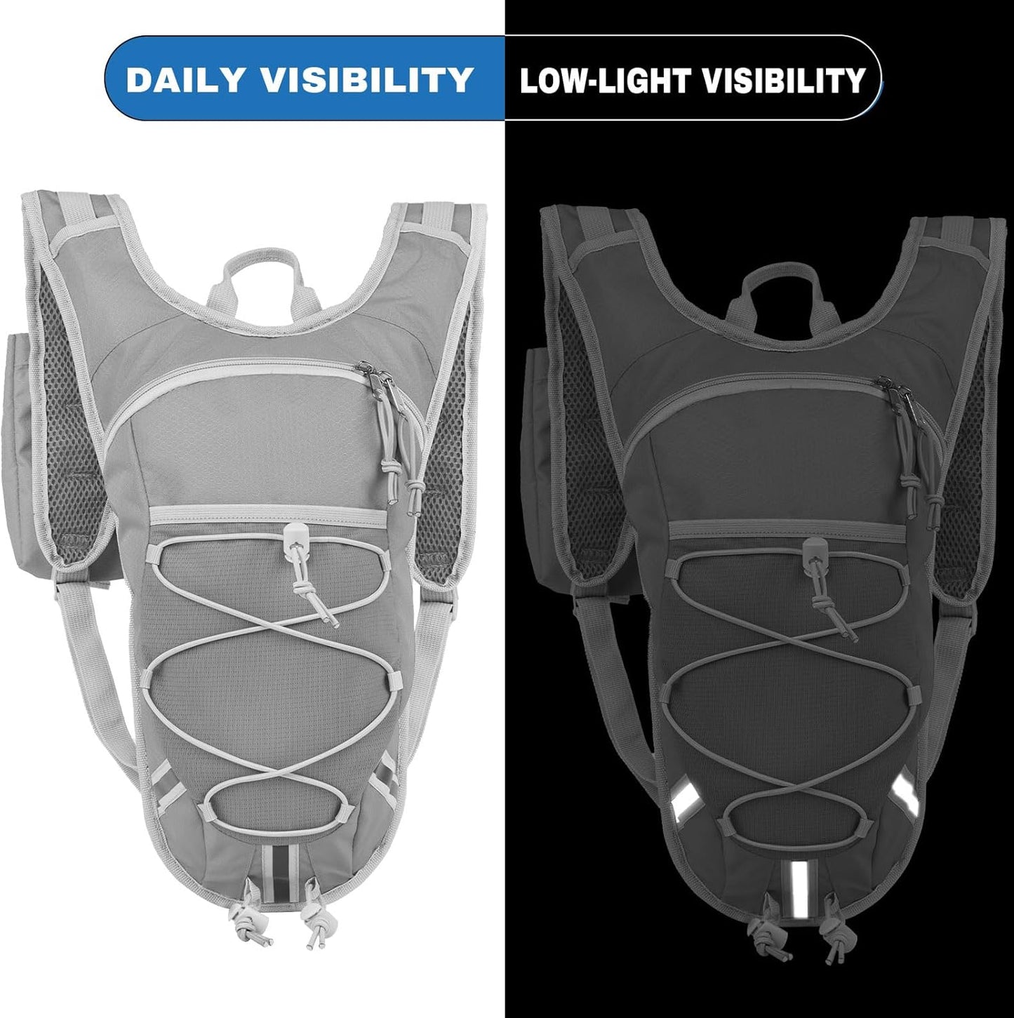 Lightweight Hydration Backpack 2L Water Bladder Pack for Running, Cycling, Hiking – Anti-Theft Water Backpack with Phone Holder, Trekking Pole Holder & Reflective Strips for Men & Women