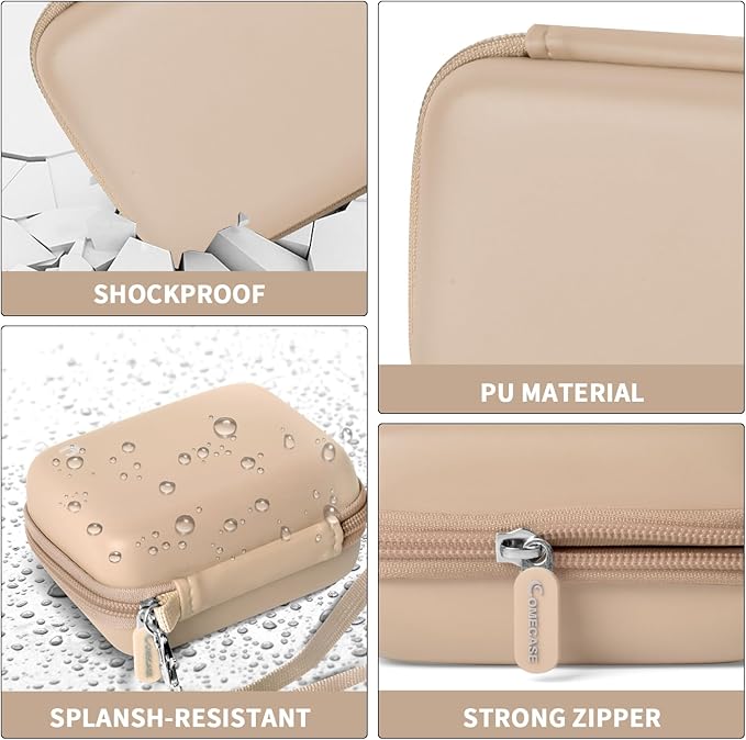 Comecase Carrying & Protective Case for Digital Camera, for CAMKORY/for Kodak Pixpro/for Canon PowerShot ELPH 180/190 / for Sony DSCW800 DSCW830 Cameras for Travel - Beige