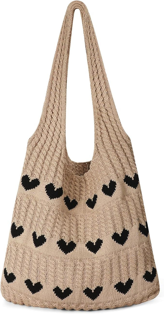 Pleneal Crochet Tote Bag, Mesh Beach Bag, Knitted Shoulder Beach Bags for Women Vacation Aesthetic Hobo Tote Bags