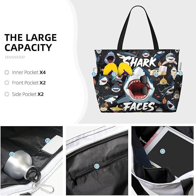 Large Beach Tote Bag Beach Bag Waterproof Sandproof Lightweight Women Tote