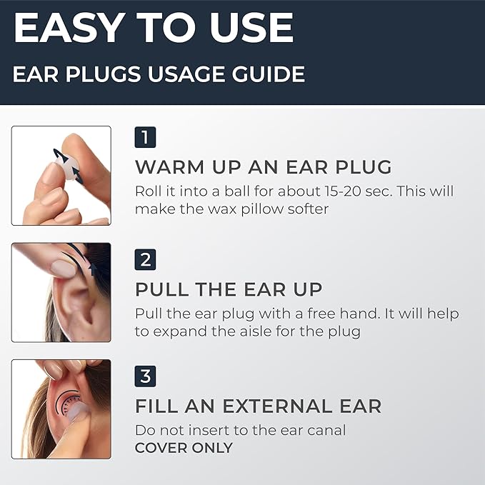 Peace&Quiet PQ Wax Ear Plugs for Sleep - 6 Silicone Wax Earplugs for Sleeping and Swimming - Gel Ear Plugs Noise Cancelling, Protect Ears While Sleeping with Sound Blocking 32 Db (6-Pillows), Mixed