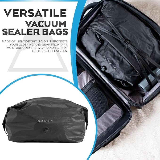 NOMATIC Vacuum Bag - Luggage Organizer Bags - Compression Packing Cubes - Luggage Organizer Bags and Travel Essentials (Black)