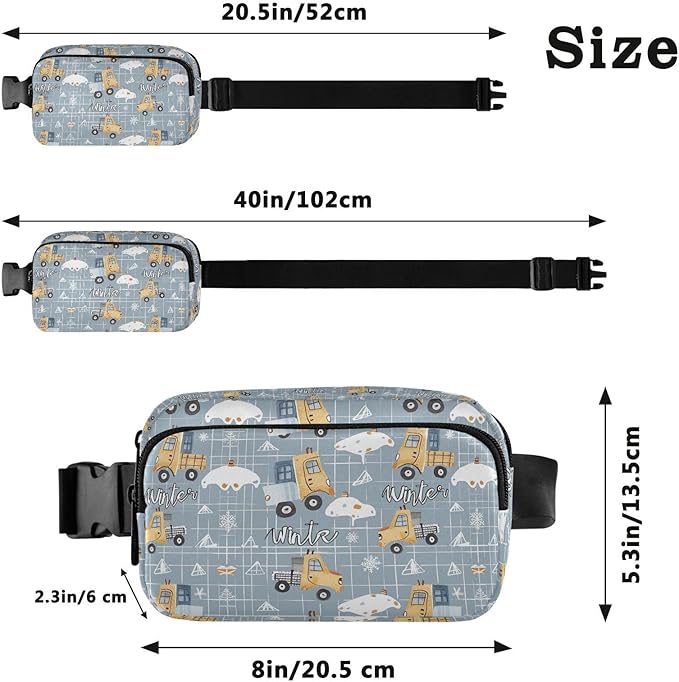 Kawaii Snow Trunk Fanny Pack for Women Men Water Resistant Fashion Waist Packs with Adjustable Strap Belt Bag for Travel Workout Jogging Hiking 21219434