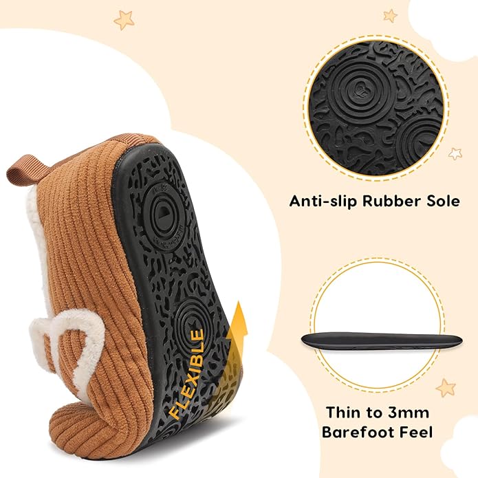 LeIsfIt Toddler Slippers Boys Girls House Shoes Soft Warm Kids House Slippers Slip on Cozy Bedroom Sock Shoes Non-slip Indoor Outdoor Slipper Shoe