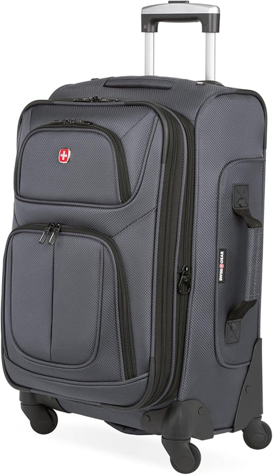 SWISSGEAR Sion Softside Expandable Spinner Luggage Durable Lightweight Travel Suitcase, Dark Grey, Carry-On 21-Inch