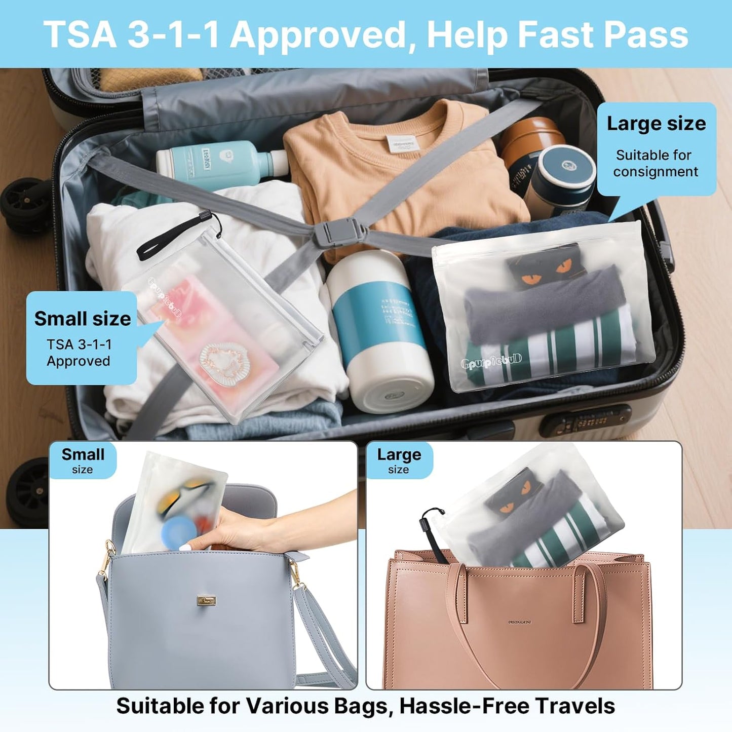 10 Pack TSA Approved Toiletry Bag, Clear Travel Toiletry Bag, Quart Size PEVA Leakproof Makeup Cosmetic Bag for Toiletries Traveling Trips, Carry on Airline Compliant Bags for Men & Women