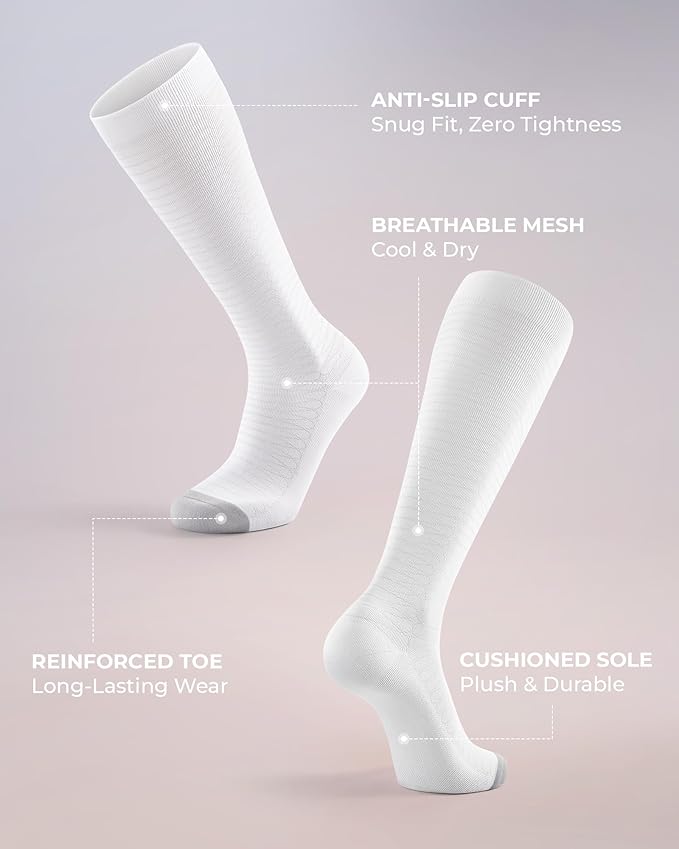FITRELL 4 Pairs Compression Socks for Women & Men, 15-20mmHg Circulation Support for Athletic Travel Daily Wear