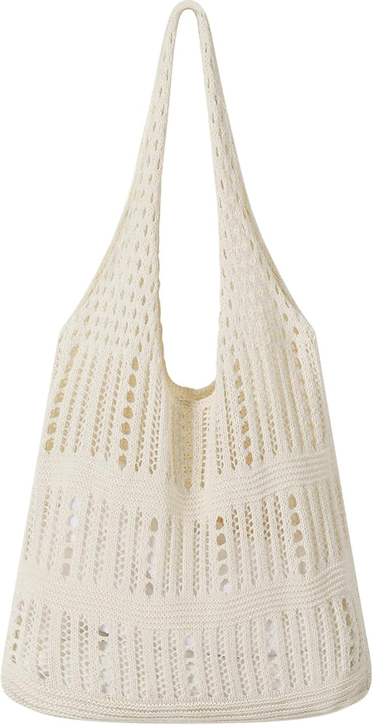 WantGor Crochet Bags, Beach Mesh Tote Bag Womens Shoulder Shopping Handbag Casual Travel Totes Bag Foldable Hobo Bags