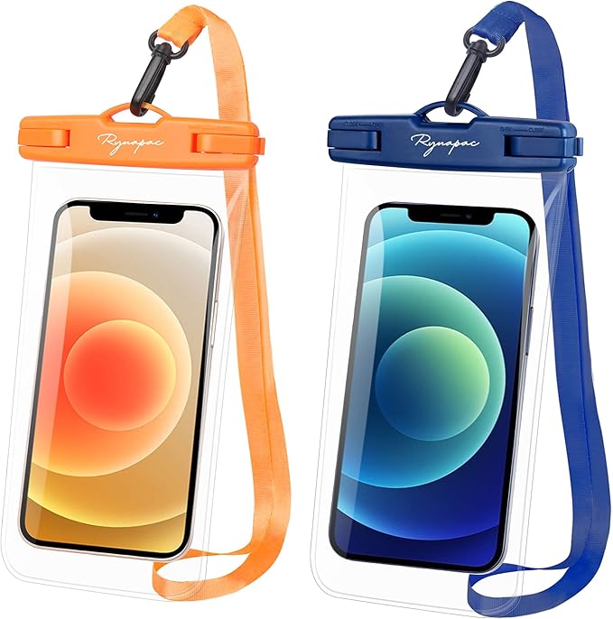 Waterproof Phone Pouch Bag - 7.5in, 2 Pack IPX8 Waterproof Phone Case for iPhone 16 15 14 Pro Max, Galaxy S25+ S24+, Cellphone Dry Bag with Lanyard for Beach Vacation Travel Cruise Essentials