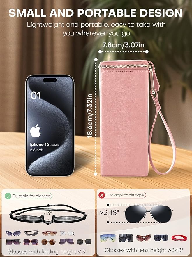 Sunglasses Travel Case Organizer Hangable for Men Women, Eyeglasses Foldable Storage Organizer