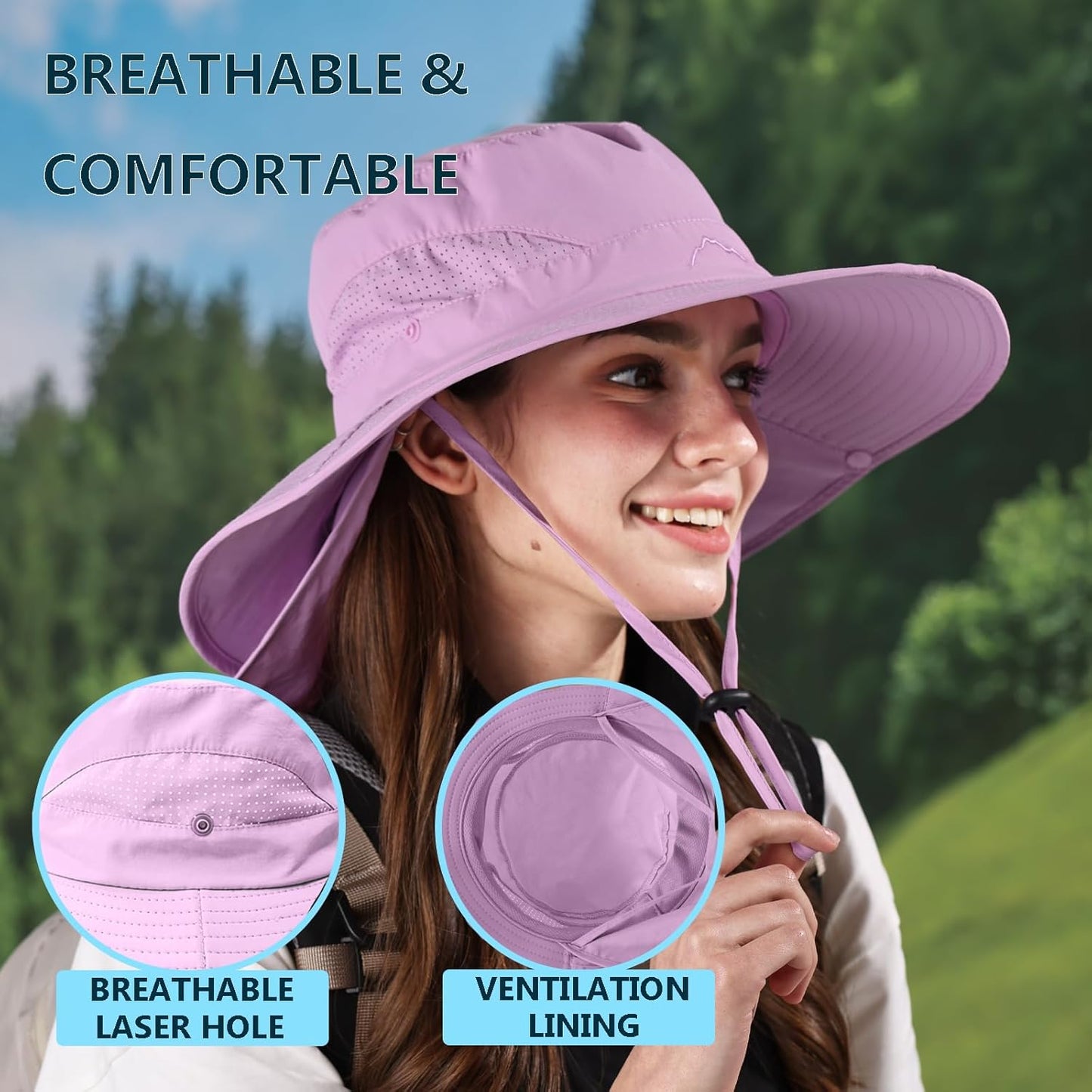 ZOORON Sun Hat for Men Women Fishing Hat with Neck Flap Wide Brim Bucket Hat UV Protection for Beach Camping Hiking