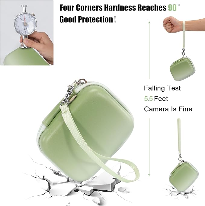 Cwatcun Carrying & Protective Case for Digital Camera, Small Camera Pouch for AbergBest 2.7" LCD Kodak Pixpro/Canon PowerShot ELPH 180/190 / DSCW830 Travel Cameras, Water-resistant Case - Green