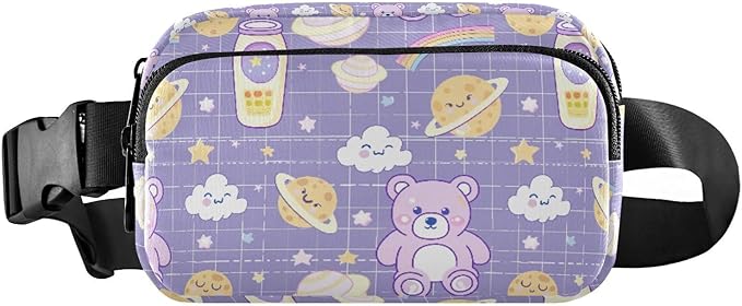 Kawaii Bear Milk Universe Fanny Pack for Women Men Water Resistant Fashion Waist Packs with Adjustable Strap Belt Bag for Travel Workout Jogging Hiking 21219116