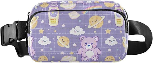 Kawaii Bear Milk Universe Fanny Pack for Women Men Water Resistant Fashion Waist Packs with Adjustable Strap Belt Bag for Travel Workout Jogging Hiking 21219116