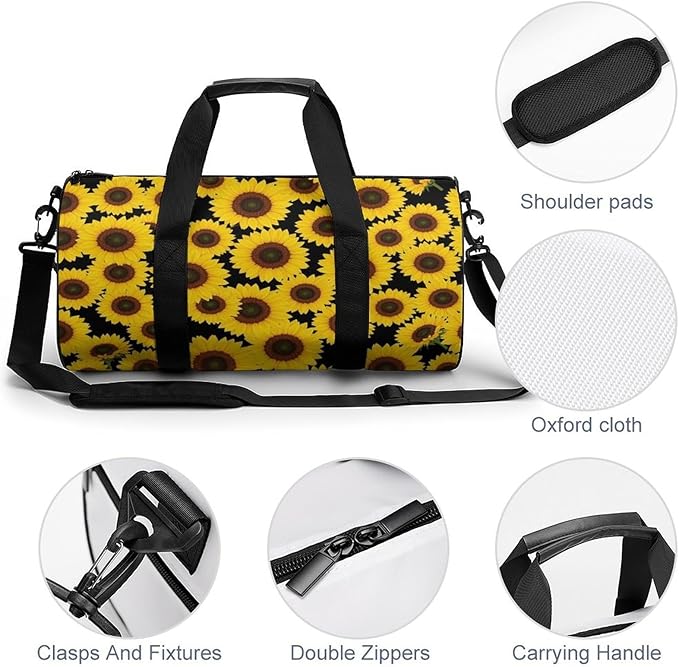 Dance Sports Gymnastics Bag Floral Sunflower (7) Foldable Gym Bags Lightweight Travel Sports Bag Unisex Gym Duffel Bags