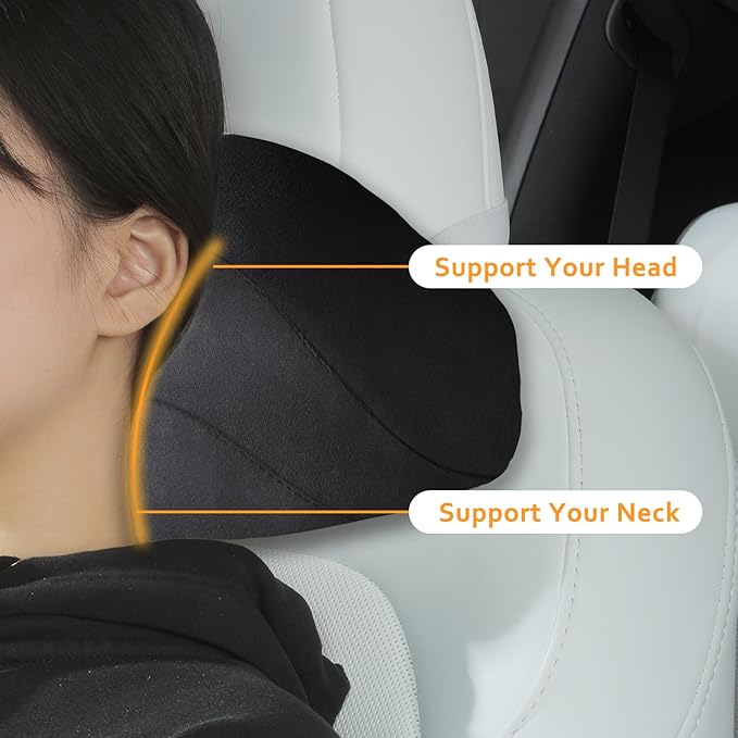 Soft car headrest for Model 3 Y S X Highland Juniper Accessories Complies with The Original OEM Factory Standards No Pressure no Odor Easy to Clean Pain Relief Car Neck Pillow 2pc Black
