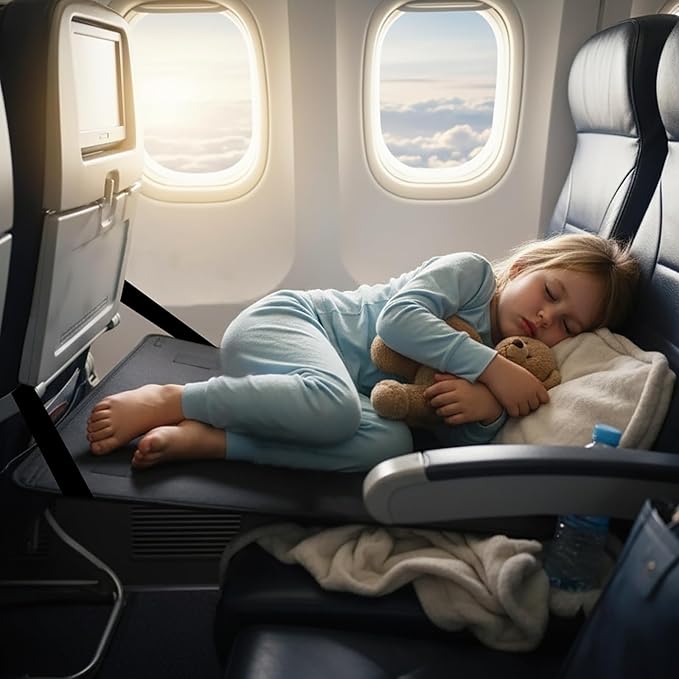 Toddler Airplane Bed | Kids Airplane seat Extender | Easy to Install for ariplane, Train, Cars | Kids Airplane Travel Essentials | Foot Rest Cushion (Without Foot Pads)