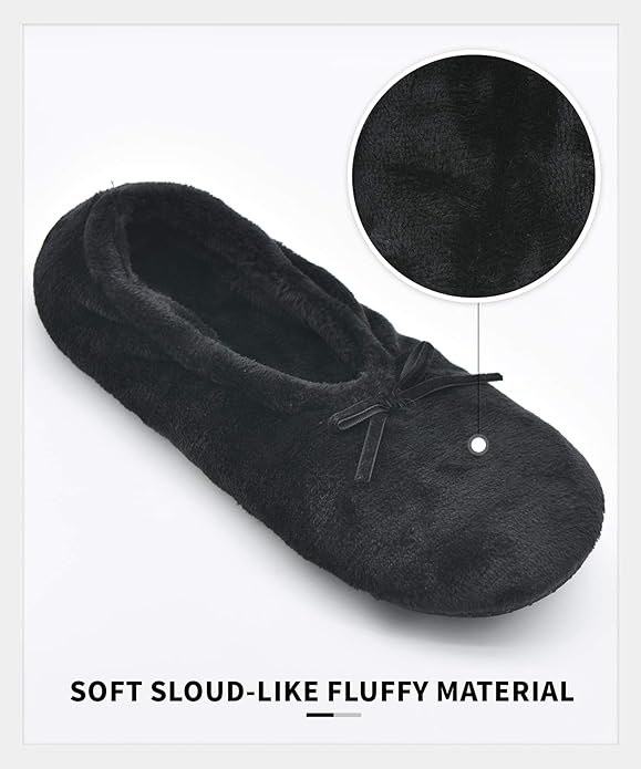 DICUIRD Women's Ballerina Slippers Lightweight House Slippers with Stretchable Heel Design