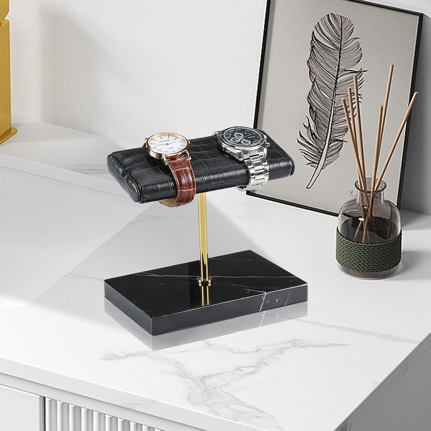 LYS&LYX Watch stand watch display stand watch holder watch Handcrafted watch holder (2--black/glod/croco)