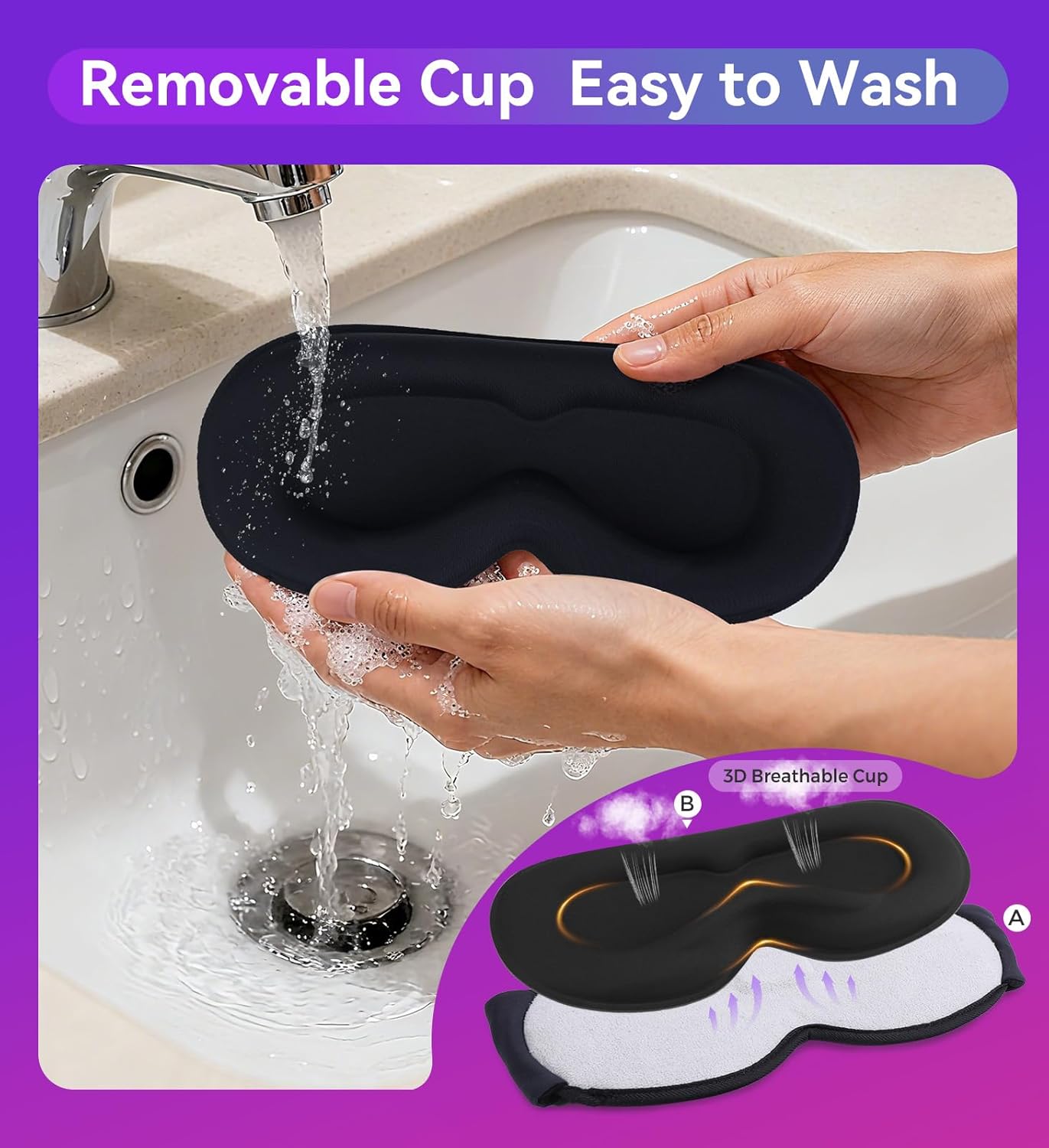 Sleep Eye Mask Bluetooth Headphones - 3D Contoured Zero Pressure Sleeping Masks 100% Blackout Eye Cover Breathable Sleeping Mask for Side Sleepers Wireless Earphone Ear Muff Headband Women Men Gift